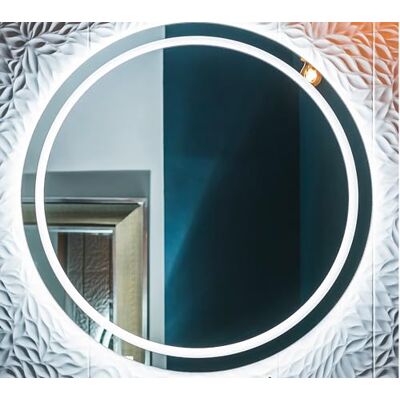ART Luna Ronde badkamerspiegel met ledverlichting, diameter 70 cm, lichtkleur koud wit 4200 K IP44, met zandstralen, grote badkamerspiegel ART Luna Ronde badkamerspiegel met ledverlichting, diameter 70 cm, lichtkleur koud wit 4200 K IP44, met zandstralen, grote badkamerspiegel