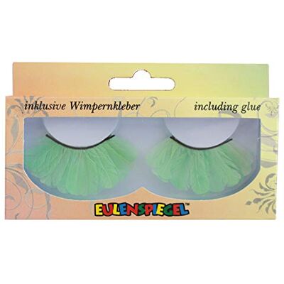 Eulenspiegel 001011 Kunstwimpers, groene veren, 1 ml speciale wimperlijm voor carnaval, themafeest Eulenspiegel 001011 Kunstwimpers, groene veren, 1 ml speciale wimperlijm voor carnaval, themafeest