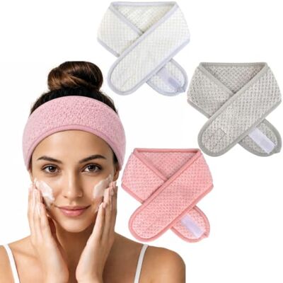 Yeheap 3 stuks cosmetische haarbanden verstelbare spa haarbanden met magische band voor douche, gezichtswassen, make-up, yoga, sport, spa (roze, lichtgrijs, wit) Yeheap 3 stuks cosmetische haarbanden verstelbare spa haarbanden met magische band voor douche, gezichtswassen, make-up, yoga, sport, spa (roze, lichtgrijs, wit)