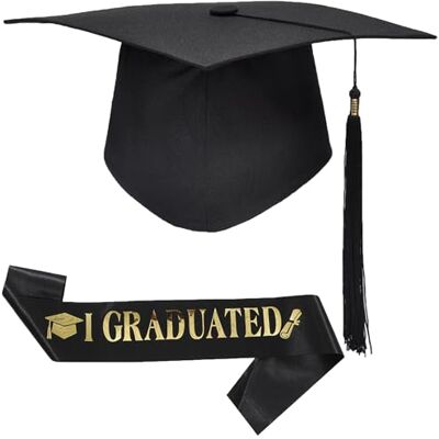 GIUSOBG Afstudeerhoed, uniseks, touchscreen, verstelbaar, bachelorset voor afstudeerceremonie met kwastjes en bandjes voor afstuderen GIUSOBG Afstudeerhoed, uniseks, touchscreen, verstelbaar, bachelorset voor afstudeerceremonie met kwastjes en bandjes voor afstuderen