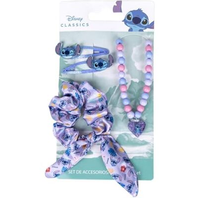 STITCH Beauty Set voor kinderen, ideaal om je kinderen te verrassen, 1 stoffen haarelastiek, 2 haarspelden en 1 halsketting, clip met gezicht, origineel product ontworpen in Spanje STITCH Beauty Set voor kinderen, ideaal om je kinderen te verrassen, 1 stoffen haarelastiek, 2 haarspelden en 1 halsketting, clip met gezicht, origineel product ontworpen in Spanje