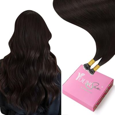 YoungSee Haarextensions, echt haar, nano-ring, 50 g, kleur 2#, bruin, 40 cm YoungSee Haarextensions, echt haar, nano-ring, 50 g, kleur 2#, bruin, 40 cm