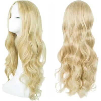 SDXCJY Lange golvende blonde pruik voor vrouwen en meisjes, 68,6 cm lang, charmante pruiken van synthetisch haar, vervanging voor verkleedpartijen, feestjes en dagelijks gebruik. SDXCJY Lange golvende blonde pruik voor vrouwen en meisjes, 68,6 cm lang, charmante pruiken van synthetisch haar, vervanging voor verkleedpartijen, feestjes en dagelijks gebruik.