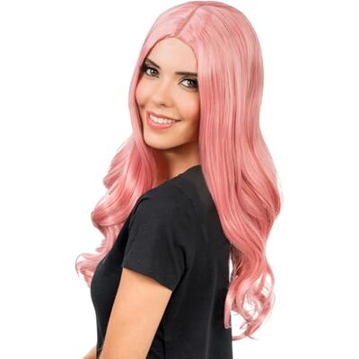 Chaks Pastel pruik 66 cm lang krullend voor dames, lange pruik voor cosplay, carnaval en festival Chaks Pastel pruik 66 cm lang krullend voor dames, lange pruik voor cosplay, carnaval en festival