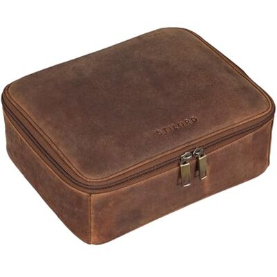 STILORD "Lee" Grote toilettas, zacht, voor heren en dames, vintage, toilettas voor reizen, make-uptas van echt leer, kleur: zwart, Torino Bruin, Toilettas STILORD "Lee" Grote toilettas, zacht, voor heren en dames, vintage, toilettas voor reizen, make-uptas van echt leer, kleur: zwart, Torino Bruin, Toilettas