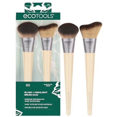 EcoTools 2 stuks natuurlijke make-upkwasten voor poedermake-up, dichte synthetische borstelharen ter verbetering van de huid, veganistisch en dierproefvrij EcoTools 2 stuks natuurlijke make-upkwasten voor poedermake-up, dichte synthetische borstelharen ter verbetering van de huid, veganistisch en dierproefvrij