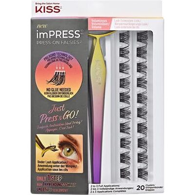 Kiss ImPRESS – set valse wimpers met druk, volumineus, zwart, geen lijm nodig, geen gedoe, onzichtbare band, natuurlijk, 24 uur, zonder schade, zonder kleverige resten, mooi, snel en Kiss ImPRESS – set valse wimpers met druk, volumineus, zwart, geen lijm nodig, geen gedoe, onzichtbare band, natuurlijk, 24 uur, zonder schade, zonder kleverige resten, mooi, snel en