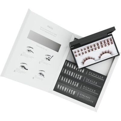 Nanolash starterset voor wimperextensions om zelf thuis aan te brengen, 36 clusters wimpers + bonder + sealer + remover + applicator (bruin, Harmony) Nanolash starterset voor wimperextensions om zelf thuis aan te brengen, 36 clusters wimpers + bonder + sealer + remover + applicator (bruin, Harmony)