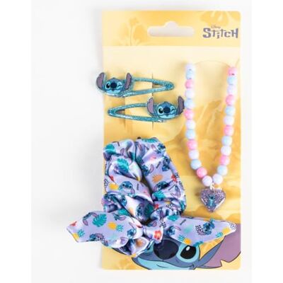 STITCH Beauty Set voor kinderen, ideaal om je kinderen te verrassen, 1 stoffen haarelastiek, 2 haarspelden en 1 halsketting, clip met gezicht, origineel product ontworpen in Spanje STITCH Beauty Set voor kinderen, ideaal om je kinderen te verrassen, 1 stoffen haarelastiek, 2 haarspelden en 1 halsketting, clip met gezicht, origineel product ontworpen in Spanje