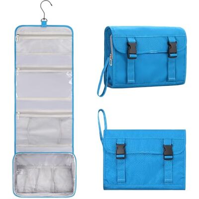 Relavel Reis toilettas om op te hangen, voor dames en heren, leer, waterbestendig, make-uptas, reisorganizer voor toiletartikelen, shampoo, reistas, 001-blauw, Hangende toilettas voor op reis Relavel Reis toilettas om op te hangen, voor dames en heren, leer, waterbestendig, make-uptas, reisorganizer voor toiletartikelen, shampoo, reistas, 001-blauw, Hangende toilettas voor op reis