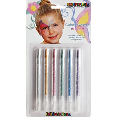 Eulenspiegel 626528 Color Twister Pearl Make-uppen voor gezicht en lichaam, 6 stuks Eulenspiegel 626528 Color Twister Pearl Make-uppen voor gezicht en lichaam, 6 stuks