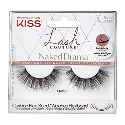 Kiss Lash Couture Naked Drama Collection 1 paar kunstwimpers van chiffon, zachte kunstwimpers, met gevoerde flexibele band, inclusief wimperlijm Kiss Lash Couture Naked Drama Collection 1 paar kunstwimpers van chiffon, zachte kunstwimpers, met gevoerde flexibele band, inclusief wimperlijm