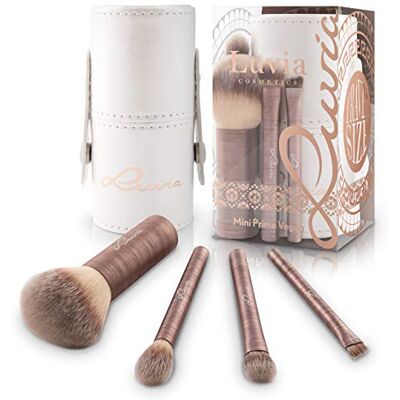 Luvia Cosmetics Mini Prime Vegan Make-upkwastenset, 4 stuks, voor reizen en vakantie, make-upkwasten met reiskwast en reisetui Luvia Cosmetics Mini Prime Vegan Make-upkwastenset, 4 stuks, voor reizen en vakantie, make-upkwasten met reiskwast en reisetui