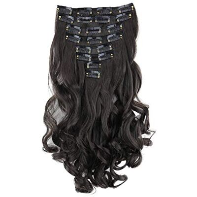 CAISHA 45 cm, 8-delige jumbo-set haarverlenging om vast te klikken, volume, golvend, chocoladebruin, CES21-1 CAISHA 45 cm, 8-delige jumbo-set haarverlenging om vast te klikken, volume, golvend, chocoladebruin, CES21-1