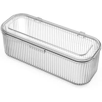 JessLab Make-upborstelorganizer, pennenhouder voor sponzen, cosmetische opbergtas met deksel, kaptafeldoos, 1 vak JessLab Make-upborstelorganizer, pennenhouder voor sponzen, cosmetische opbergtas met deksel, kaptafeldoos, 1 vak