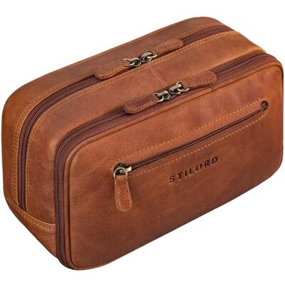 STILORD Toilettas "Voyager" van leer, vintage, voor dames en heren, grote toilettas van echt leer, toilettas voor reizen, make-up, cosmetica met polsband, STILORD Toilettas "Voyager" van leer, vintage, voor dames en heren, grote toilettas van echt leer, toilettas voor reizen, make-up, cosmetica met polsband,