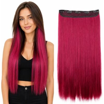 CAISHA 60 cm clip-in haarextensies, steil, bordeauxrood, C60a CAISHA 60 cm clip-in haarextensies, steil, bordeauxrood, C60a