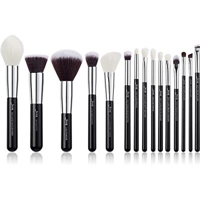 Jessup Make-upkwastenset, 15 stuks, professionele make-upkwasten, zwart, zilver, foundation, concealer, poeder, oogschaduw, cosmetische kwastenset, T180 Jessup Make-upkwastenset, 15 stuks, professionele make-upkwasten, zwart, zilver, foundation, concealer, poeder, oogschaduw, cosmetische kwastenset, T180
