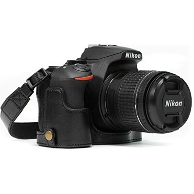 MegaGear MG1170 beschermhoes met schouderriem/batterijtoegang van leer voor Nikon D5600/D5500 camera zwart, zwart., Modern MegaGear MG1170 beschermhoes met schouderriem/batterijtoegang van leer voor Nikon D5600/D5500 camera zwart, zwart., Modern