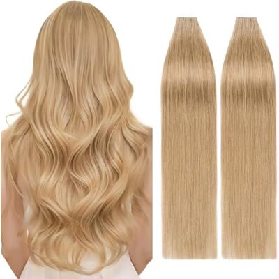 TESS Haarextensie, zelfklevend, 45 cm, natuurlijk haar, nr. 27, honingblond, 40 stuks, 100 g, echt haar, zelfklevend, echt Remy-haar, zelfklevende tape, herbruikbaar, onzichtbaar, glad TESS Haarextensie, zelfklevend, 45 cm, natuurlijk haar, nr. 27, honingblond, 40 stuks, 100 g, echt haar, zelfklevend, echt Remy-haar, zelfklevende tape, herbruikbaar, onzichtbaar, glad