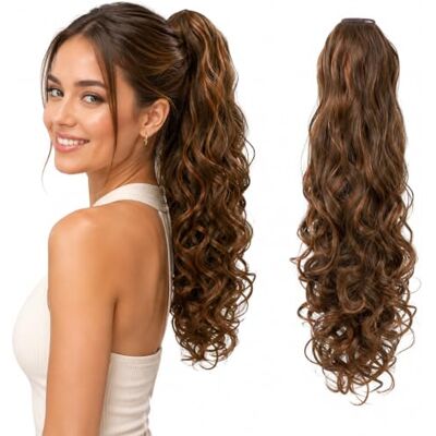 CAISHA PRETTYSHOP HC27-1 haarverlenging, paardenstaart, 50 cm, met 2 sleutelbanden, bruin mix HC27-1 CAISHA PRETTYSHOP HC27-1 haarverlenging, paardenstaart, 50 cm, met 2 sleutelbanden, bruin mix HC27-1