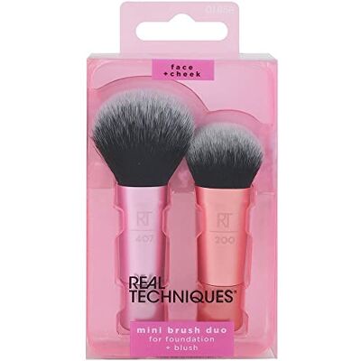 REAL TECHNIQUES Set van 2 mini-foundation en blushkwasten Reisformaat Voor blush en vloeibare foundation Meerkleurig REAL TECHNIQUES Set van 2 mini-foundation en blushkwasten Reisformaat Voor blush en vloeibare foundation Meerkleurig
