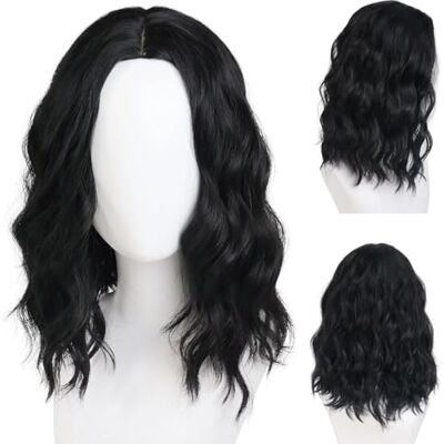 GNIMEGIL Lange herenpruik, zwart, kort krullend haar, grappige pruiken voor mannen, golvende Jezus pruik, punkrocker-kostuum, jaren 70,80 rocker, cosplay-kostuum, Halloweenfeest, 40 cm GNIMEGIL Lange herenpruik, zwart, kort krullend haar, grappige pruiken voor mannen, golvende Jezus pruik, punkrocker-kostuum, jaren 70,80 rocker, cosplay-kostuum, Halloweenfeest, 40 cm