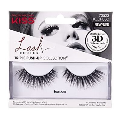 Kiss Lash Couture Triple Push Up Collection 1 paar valse wimpers, 3D-volume, valse wimpers, dierproefvrij, herbruikbaar, met wimperlijm Kiss Lash Couture Triple Push Up Collection 1 paar valse wimpers, 3D-volume, valse wimpers, dierproefvrij, herbruikbaar, met wimperlijm