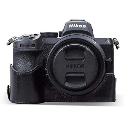 MegaGear Ever Ready Echt lederen halve hoes met draagriem compatibel met Nikon Z5, zwart., Modern MegaGear Ever Ready Echt lederen halve hoes met draagriem compatibel met Nikon Z5, zwart., Modern