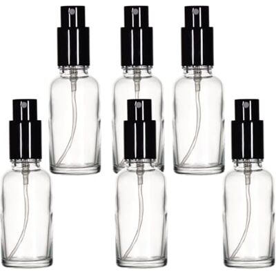 YIZHAO 30ml Transparante Boston Glazen Flessen, met Zwarte Fijne Mistspuiten, voor Etherische Oliën, Reiniging, Parfum, Reisvloeistof, Make-up, Draagbare Cosmetische Fles-6 Stuks YIZHAO 30ml Transparante Boston Glazen Flessen, met Zwarte Fijne Mistspuiten, voor Etherische Oliën, Reiniging, Parfum, Reisvloeistof, Make-up, Draagbare Cosmetische Fles-6 Stuks