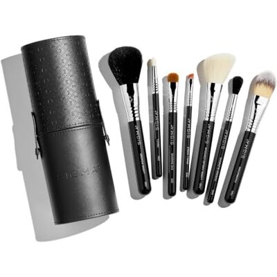 Sigma Beauty Make Me Classy Makeup Brush Reisset van 7 – Draagbare Tech Synthetische vezels met waterdichte handgrepen voor vloeistof, crème en poeder plus Alloy Ferrules Sigma Beauty Make Me Classy Makeup Brush Reisset van 7 – Draagbare Tech Synthetische vezels met waterdichte handgrepen voor vloeistof, crème en poeder plus Alloy Ferrules