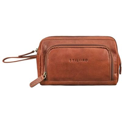 STILORD Henry Leren polstas voor heren, grote toilettas, XXL, reistas, make-up-organizer, Maraska Bruin STILORD Henry Leren polstas voor heren, grote toilettas, XXL, reistas, make-up-organizer, Maraska Bruin