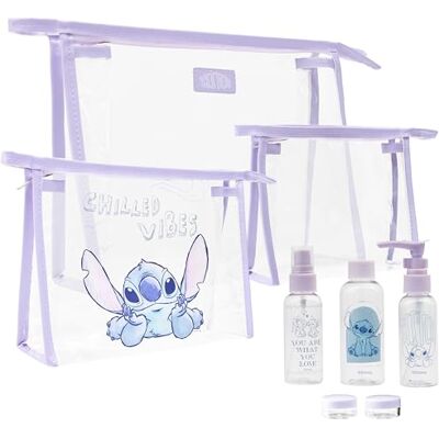 Disney Stitch Toilettas, make-uptas, ritssluiting, waszak, lege fles, herbruikbaar, reisset, accessoires (Stitch Lila, 8 stuks) Disney Stitch Toilettas, make-uptas, ritssluiting, waszak, lege fles, herbruikbaar, reisset, accessoires (Stitch Lila, 8 stuks)