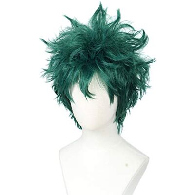 Linfairy Korte groene krullende pruik voor Halloween-kostuum, cosplay pruik Linfairy Korte groene krullende pruik voor Halloween-kostuum, cosplay pruik