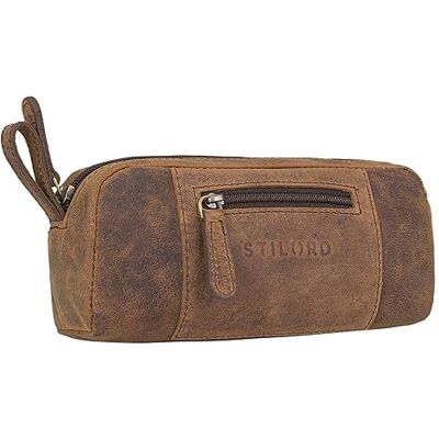 STILORD Kleine leren etui "Ted" ideaal als etui, vintage brillendoos, werkaccessoire, etui, make-uptas, echt leer, Colorado bruin, Vintage stijl STILORD Kleine leren etui "Ted" ideaal als etui, vintage brillendoos, werkaccessoire, etui, make-uptas, echt leer, Colorado bruin, Vintage stijl