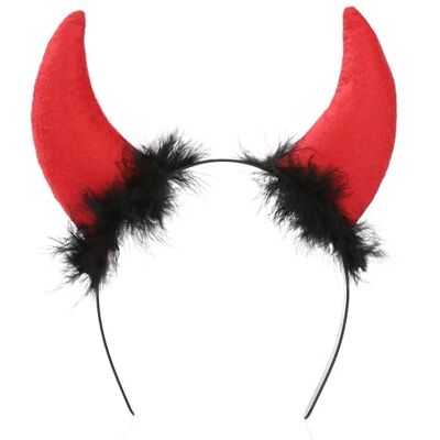 KarneLux Haarband, duivelshoorns, duivelskostuum, haaraccessoires voor carnaval of Halloween, hoofdsieraad voor dames KarneLux Haarband, duivelshoorns, duivelskostuum, haaraccessoires voor carnaval of Halloween, hoofdsieraad voor dames