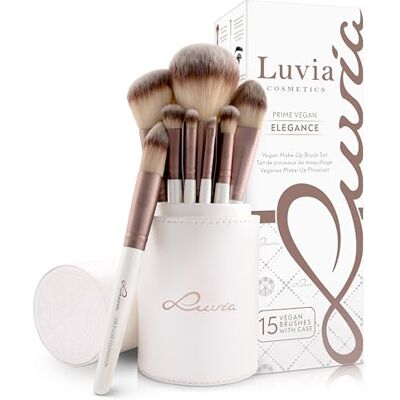 Luvia Cosmetics Luvia make-upkwastenset met kwasthouder en satijnen tas voor Prime Vegan Luvia Cosmetics Luvia make-upkwastenset met kwasthouder en satijnen tas voor Prime Vegan