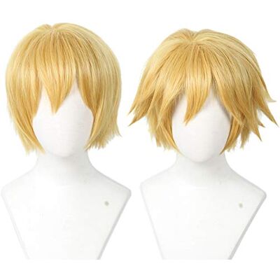 Linfairy Korte blonde pruik voor Halloween-kostuum voor heren Linfairy Korte blonde pruik voor Halloween-kostuum voor heren