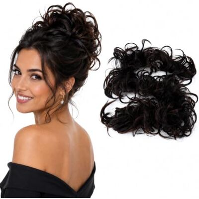 CAISHA XXL Haarstukje Choucho voor het verkrijgen van volumineus opgedaan haar, krullend, knot, mix zwart bruin HW37 CAISHA XXL Haarstukje Choucho voor het verkrijgen van volumineus opgedaan haar, krullend, knot, mix zwart bruin HW37