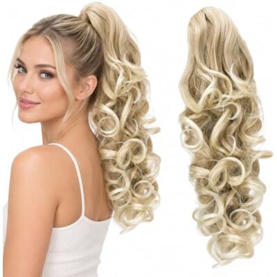 CAISHA Haarstukje, 40 cm, met vlinderclip, gevlochten, paardenstaart, haarstukje, haarverlenging, volume, golvend, lichtblond H209 CAISHA Haarstukje, 40 cm, met vlinderclip, gevlochten, paardenstaart, haarstukje, haarverlenging, volume, golvend, lichtblond H209