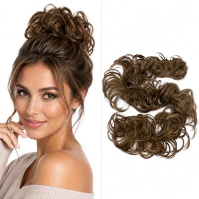 CAISHA XXL Haarstukje Choucho voor het verkrijgen van volumineus opgedaan haar, krullend, knot, blond, rood/bruin, HW32 CAISHA XXL Haarstukje Choucho voor het verkrijgen van volumineus opgedaan haar, krullend, knot, blond, rood/bruin, HW32