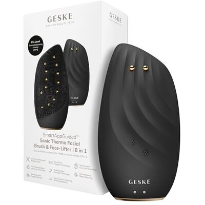 GESKE SmartAppGuided™ sonische en liftende thermische gezichtsborstel, 8-in-1, huidreiniging en anti-rimpel, elektrische siliconen reinigingsborstel, gezichtsmassager, reiniger en anti-aging GESKE SmartAppGuided™ sonische en liftende thermische gezichtsborstel, 8-in-1, huidreiniging en anti-rimpel, elektrische siliconen reinigingsborstel, gezichtsmassager, reiniger en anti-aging