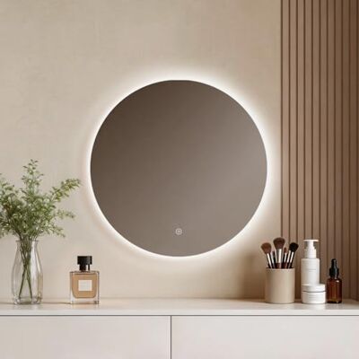 EMKE Ronde led-badkamerspiegel, 70 cm, met verlichting, koudwit, 6500 K, met touch-schakelaar EMKE Ronde led-badkamerspiegel, 70 cm, met verlichting, koudwit, 6500 K, met touch-schakelaar