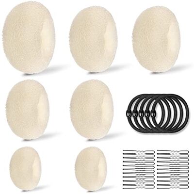 Viexpand 7 stuks kappersaccessoires met 4 elastische haarbanden en 10 stuks haarspelden, set in ringvorm, voor haar, groot, middelgroot en klein (goud) Viexpand 7 stuks kappersaccessoires met 4 elastische haarbanden en 10 stuks haarspelden, set in ringvorm, voor haar, groot, middelgroot en klein (goud)