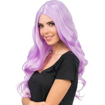 Chaks Pastel pruik 66 cm lang krullend voor dames, lange pruik voor cosplay, carnaval en festival Chaks Pastel pruik 66 cm lang krullend voor dames, lange pruik voor cosplay, carnaval en festival