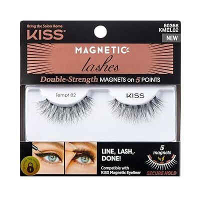 Kiss 1 paar Tempt magnetische valse wimpers met 5 dubbele sterke magneten, winddicht, dermatologisch getest om tot 16 uur mee te gaan, tot 15 keer herbruikbaar Kiss 1 paar Tempt magnetische valse wimpers met 5 dubbele sterke magneten, winddicht, dermatologisch getest om tot 16 uur mee te gaan, tot 15 keer herbruikbaar