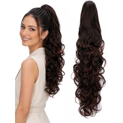 CAISHA PRETTYSHOP H29a Haarverlenging, paardenstaart, 50 cm, golvend, donkerbruin, H29a CAISHA PRETTYSHOP H29a Haarverlenging, paardenstaart, 50 cm, golvend, donkerbruin, H29a