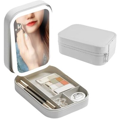 Vegena Make-upkoffer met led-spiegel, reistas, cosmetica-organizer, make-up Vegena Make-upkoffer met led-spiegel, reistas, cosmetica-organizer, make-up