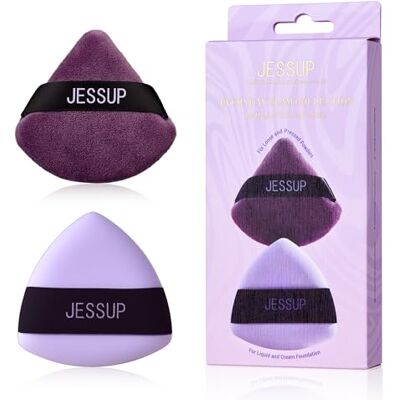 Jessup Make-uppoeder, 2 stuks, driehoekige poederdonsjes voor foundation, afwerking en bakken, herbruikbaar, wasbaar, paars SP018 Jessup Make-uppoeder, 2 stuks, driehoekige poederdonsjes voor foundation, afwerking en bakken, herbruikbaar, wasbaar, paars SP018