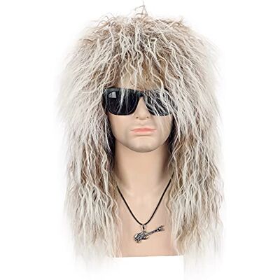 VGbeaty Vokuhila Lange Krullend Glamoureuze Punk Rock Pruik voor Mannen Vrouwen Bruin Verloop Wit Halloween Kostuum Pruik VGbeaty Vokuhila Lange Krullend Glamoureuze Punk Rock Pruik voor Mannen Vrouwen Bruin Verloop Wit Halloween Kostuum Pruik